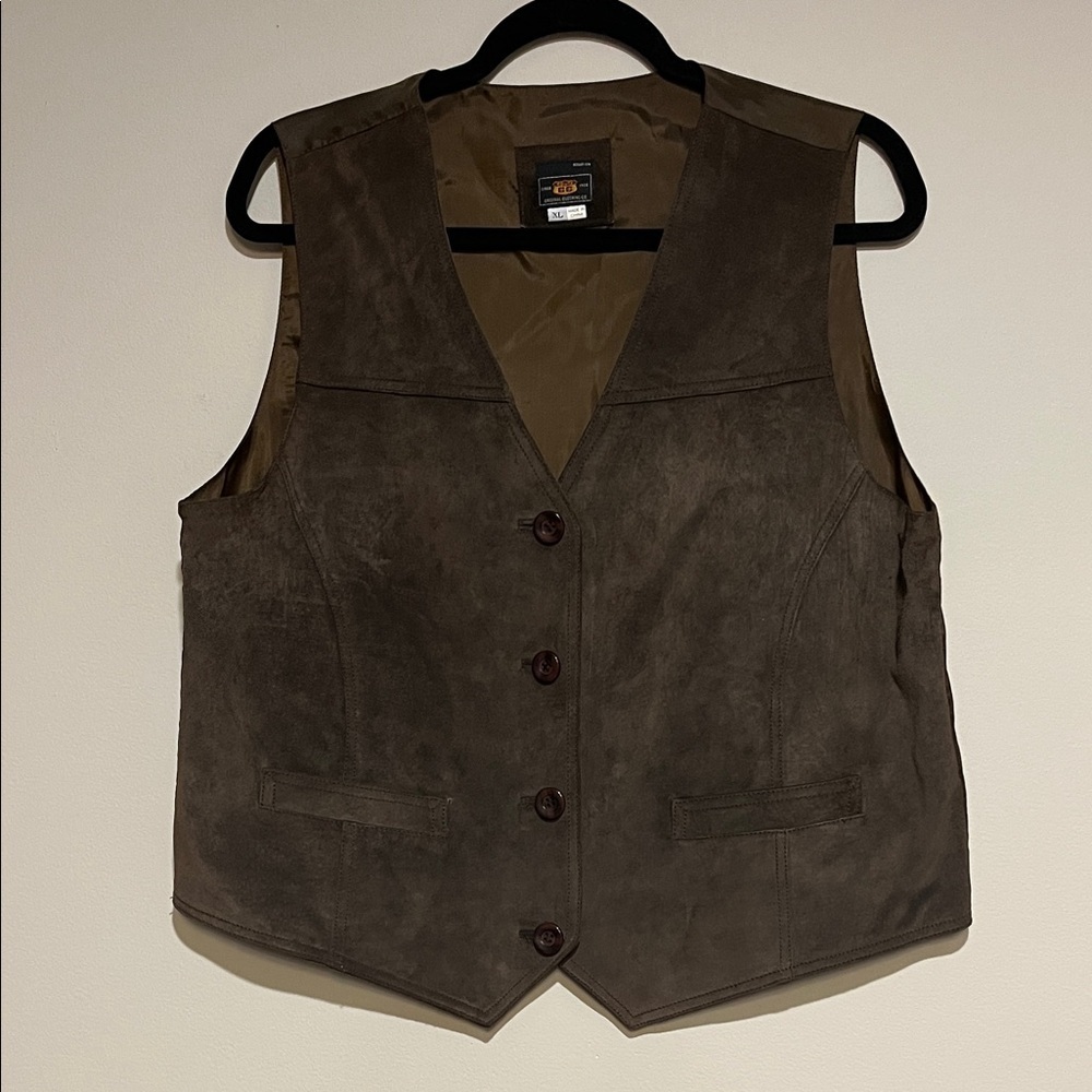 Route 66 Genuine Suede Leather dark brown vest Men’s size XL western grandpa